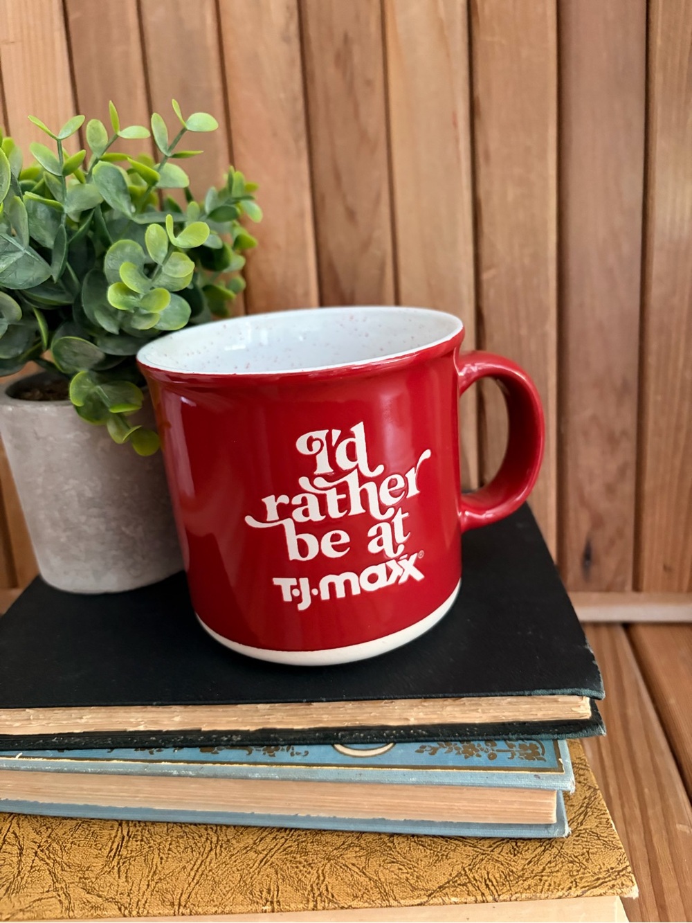 T.J. Maxx “I’d Rather Be At TJ Maxx” Red Ceramic Mug, Coffee Humor